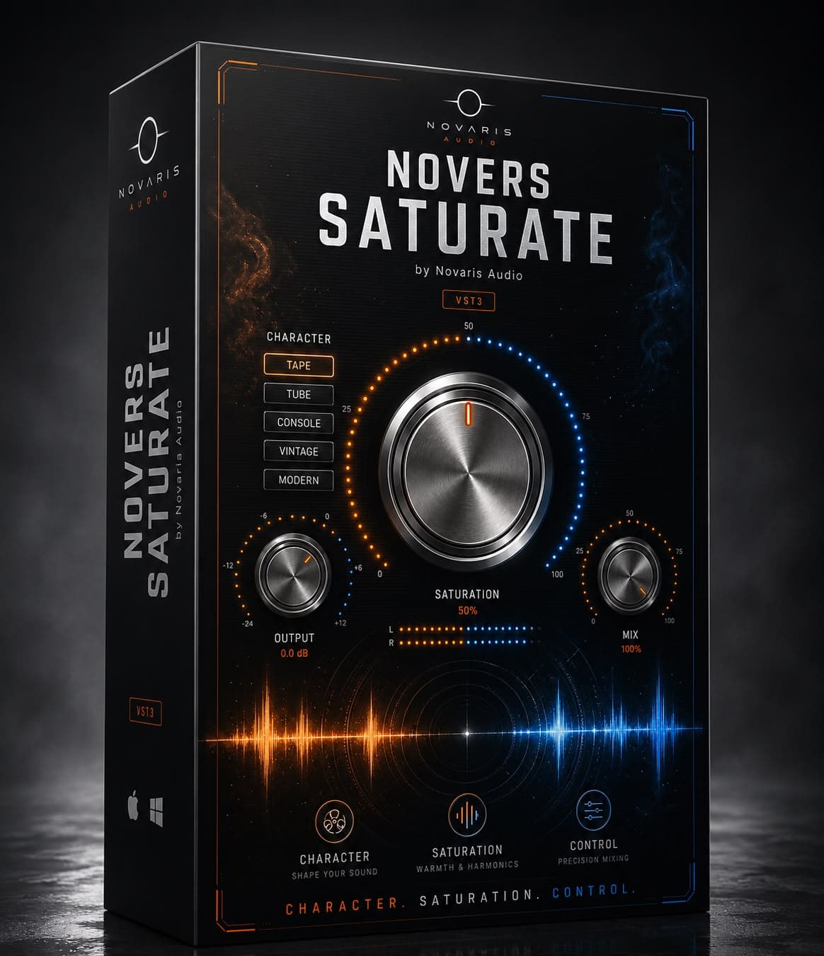 Caja promocional de NOVERS SATURATE para Novaris Audio